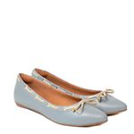 Sapatilha Confort Azul Hortênsia em Couro Bico Fino