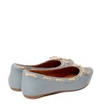 Sapatilha Confort Azul Hortênsia em Couro Bico Fino