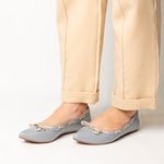 Sapatilha Confort Azul Hortênsia em Couro Bico Fino