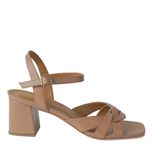 Sandália Mel Salto Bloco Couro