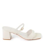 Tamanco Off White Salto Bloco Couro Fivela Ajustável
