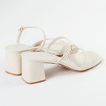 Tamanco Off White Salto Bloco Couro Fivela Ajustável
