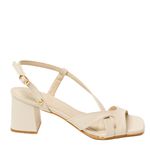 Sandália Off White Salto Bloco Couro