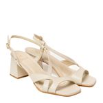 Sandália Off White Salto Bloco Couro