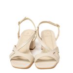 Sandália Off White Salto Bloco Couro