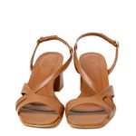 Sandália Caramelo Salto Bloco Couro