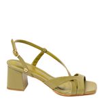 Sandália Verde Pistache Salto Bloco Couro