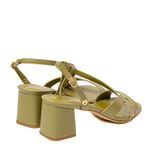 Sandália Verde Pistache Salto Bloco Couro