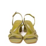 Sandália Verde Pistache Salto Bloco Couro