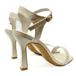 Sandália Off White Salto Fino Couro