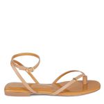 Sandália Rasteira Mel em Couro Sagian