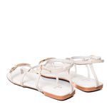Sandália Rasteira Off White Couro 