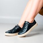 Tênis Feminino Preto Couro