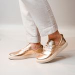 Tênis Feminino Dourado Couro