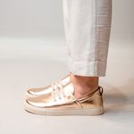Tênis Feminino Dourado Couro