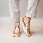 Tênis Feminino Dourado Couro