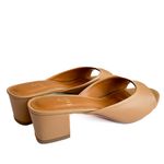 Tamanco Mel Salto Bloco em Couro