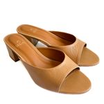 Tamanco Mel Salto Bloco em Couro