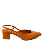 Scarpin Confort Salto Bloco Caramelo Em Couro