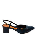 Scarpin Confort Salto Bloco Preto Em Couro