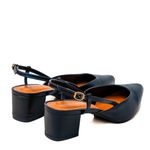 Scarpin Confort Salto Bloco Preto Em Couro