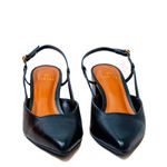 Scarpin Confort Salto Bloco Preto Em Couro