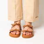 Sandália Papete Caramelo Ana Couro