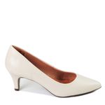 Scarpin Confort Salto Fino Off White em Couro Clarice