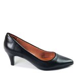Scarpin Confort Salto Fino Preto em Couro Clarice