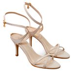 Sandália Off White Salto Fino Couro