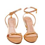 Sandália Dourada Salto Fino Bia Couro