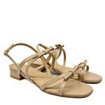 Sandália Bege Candy Salto Bloco Couro Laço