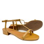 Sandália Mel Salto Bloco Couro