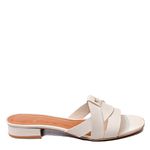 Sandália Off White Salto Bloco Cris Couro