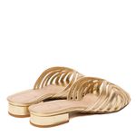 Tamanco Dourado Salto Bloco Couro