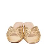 Tamanco Dourado Salto Bloco Couro