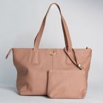 Bolsa Shopping Bege Couro Grande