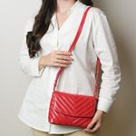 Bolsa Camila Vermelha Couro Matelassê