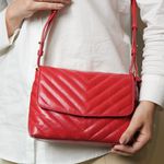 Bolsa Camila Vermelha Couro Matelassê