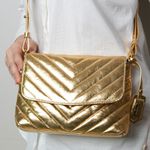 Bolsa Camila Dourada Couro Matelassê