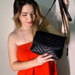 Bolsa Camila Preta Couro Matelassê