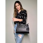 Bolsa Tote Preta Couro Média