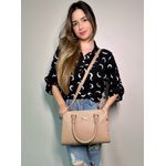 Bolsa Tote Bege Couro Média