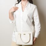Bolsa Tote Croco Off White Couro