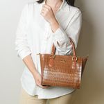 Bolsa Tote Croco Caramelo Couro