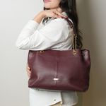 Bolsa Vinho Shopping Grande Couro