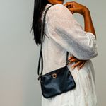 Bolsa Tiracolo Preta Couro