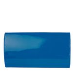 Bolsa Clutch Azul em Couro Verniz com Alça em Corrente