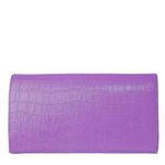 Bolsa Clutch Violeta em Couro Croco com Alça em Corrente