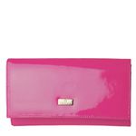 Bolsa Clutch Rosa em Couro Verniz com Alça em Corrente